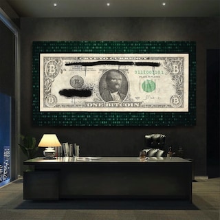 Foto 1 | Mega Billete Crypto Bitcoin Cuadro Canvas Matrix 140x80 Xgde