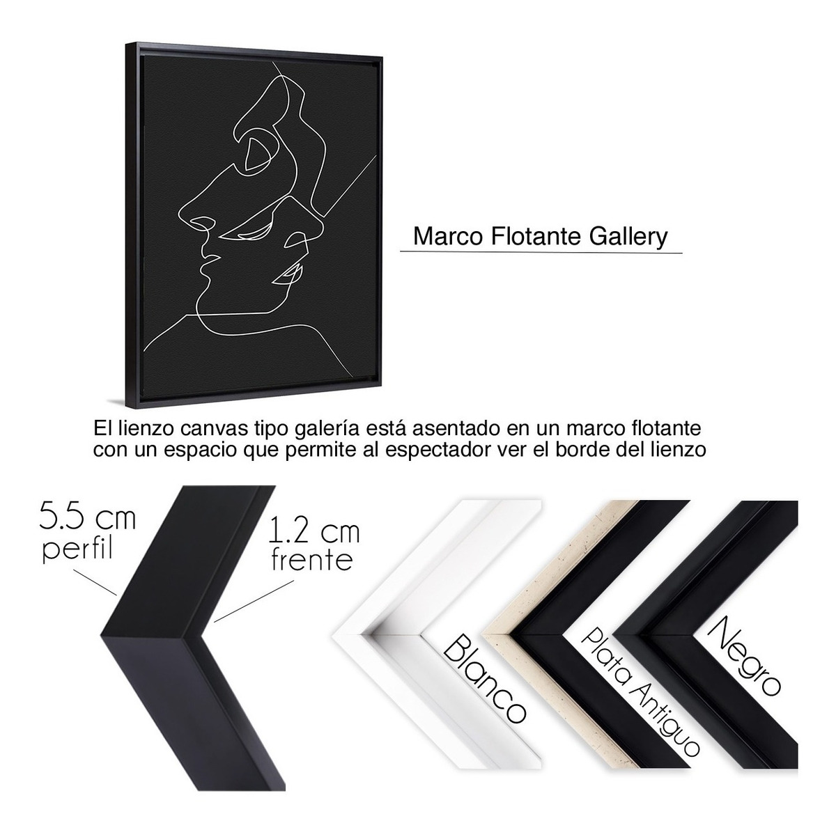 Foto 4 | Cuadros Canvas Arte Minimalista Abstracto Close Noir Modernos Tipo Galeria No Sintético Alta Calidad Opción Enmarcado
