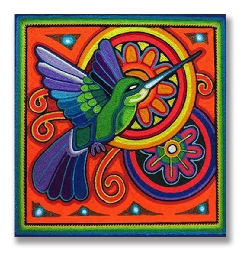 Foto 2 pulgar | Cuadro Lienzo Canvas Colibri Mexicano Arte Huichol México
