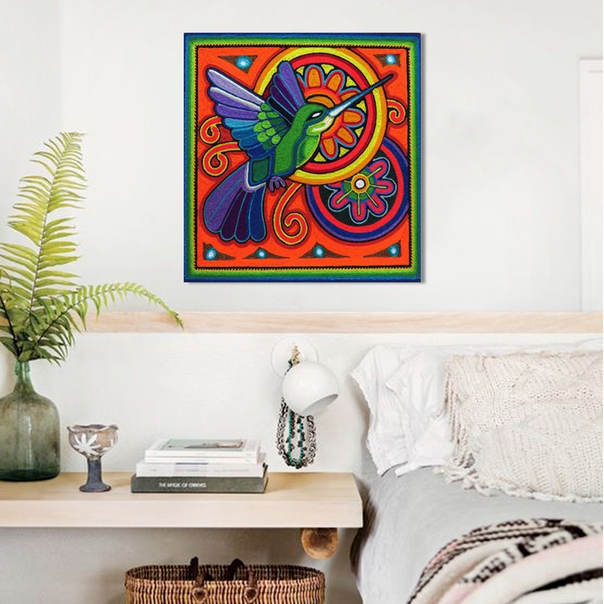 Foto 3 pulgar | Cuadro Lienzo Canvas Colibri Mexicano Arte Huichol México