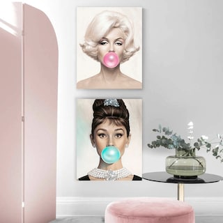 Foto 4 | Set Cuadros Marilyn Monroe Y Audrey Hepburn Bubble Gum Chicl