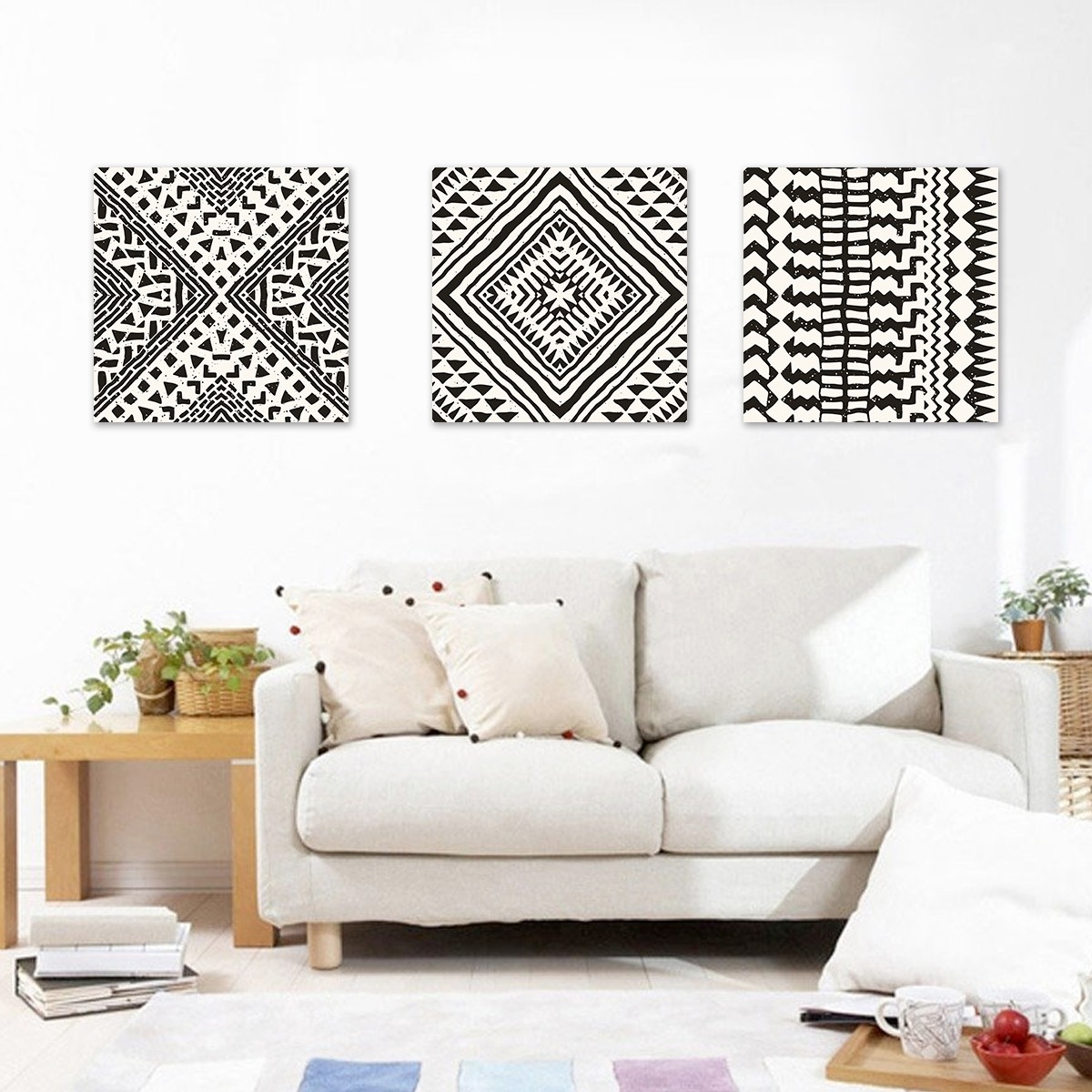 Foto 4 | Cuadros Minimalistas Canvas Triptico Tribales Boho Calidad Color B&n Armazón Bastidor