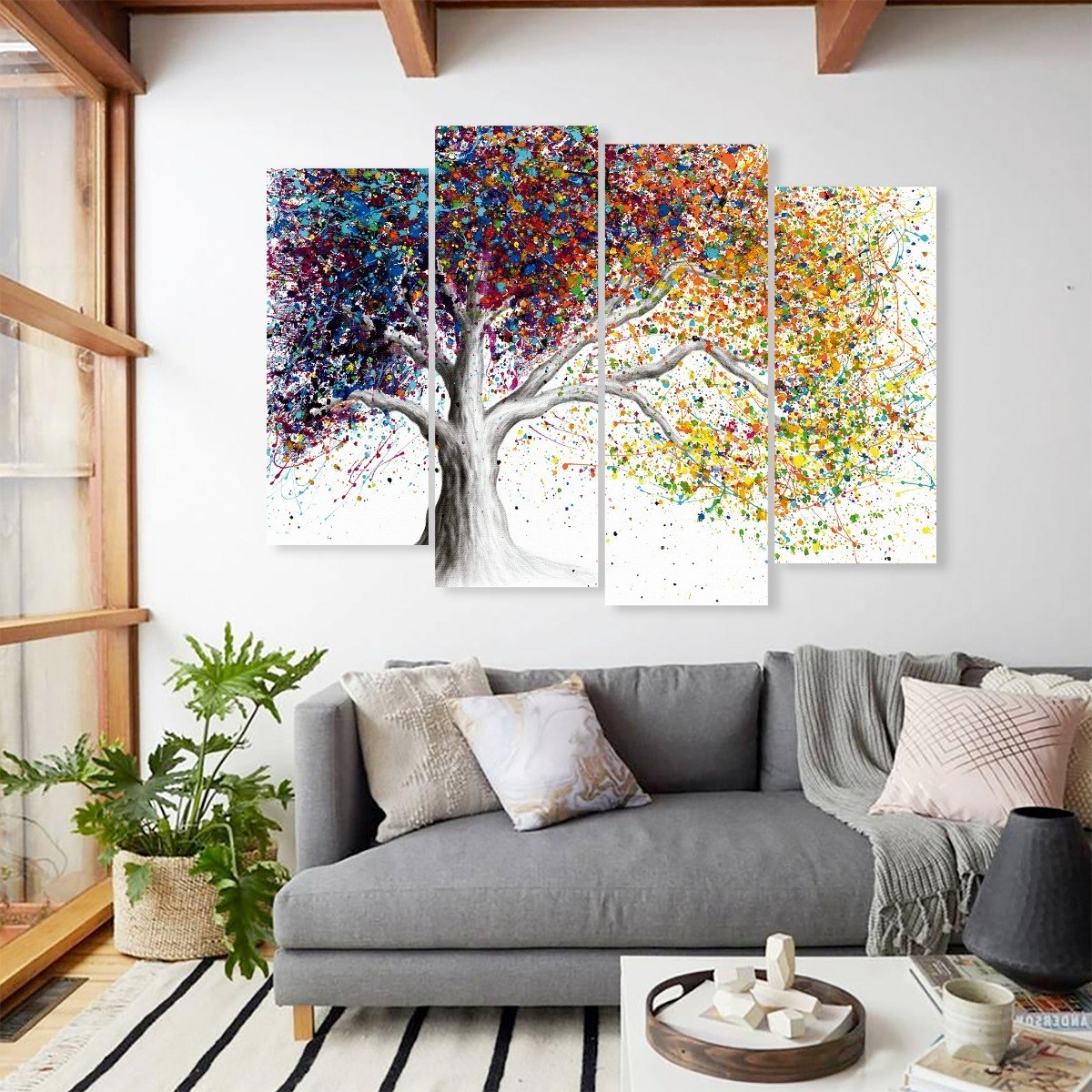 Foto 4 pulgar | Cuadro Arbol Acuarela Moderno Alta Calidad Lienzo Canvas Art