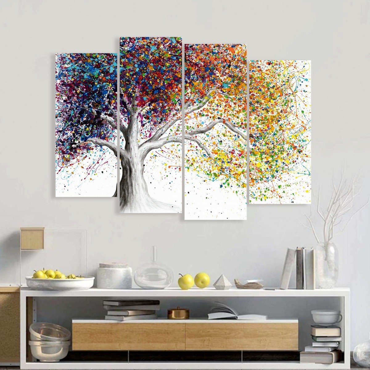 Foto 5 pulgar | Cuadro Arbol Acuarela Moderno Alta Calidad Lienzo Canvas Art