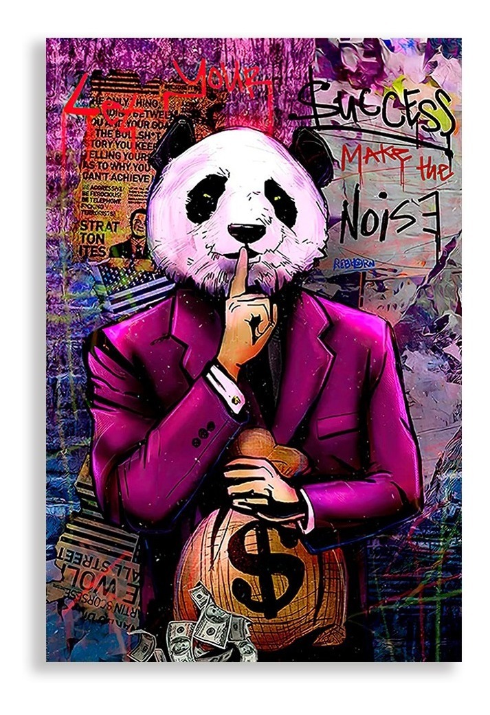 Foto 2 pulgar | Cuadro Decorativo Panda Grafiti Dólar Moderno Sala Recamara