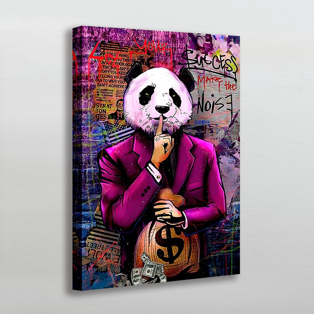Foto 3 pulgar | Cuadro Decorativo Panda Grafiti Dólar Moderno Sala Recamara