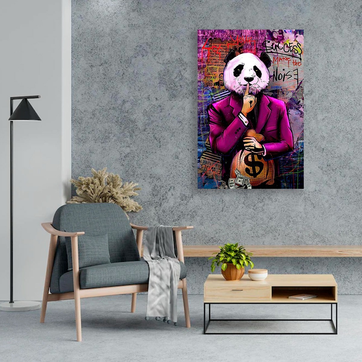 Foto 4 pulgar | Cuadro Decorativo Panda Grafiti Dólar Moderno Sala Recamara