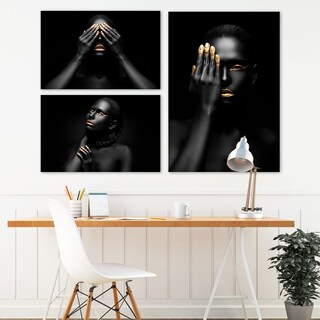 Foto 1 | Cuadros Africanas Canvas Metálico Acabado Brillante Moderno Minimalistas Arte Contemporáneo Color Negro Armazón Bast