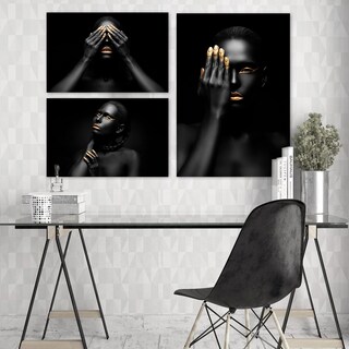 Foto 5 | Cuadros Africanas Canvas Metálico Acabado Brillante Moderno Minimalistas Arte Contemporáneo Color Negro Armazón Bast