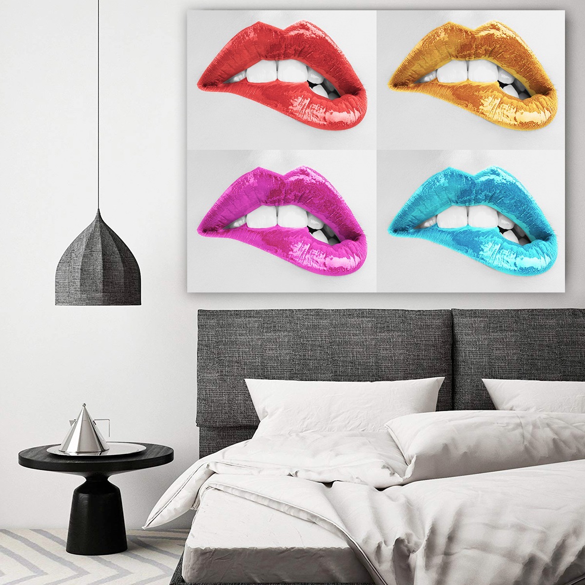 Foto 4 pulgar | Cuadro Moderno Art Pop Labios Colores En Canvas .80x1 Mt