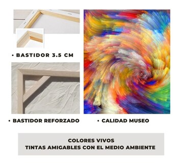 Foto 5 | Cuadro David Pop Arte Moderno Canvas Grueso 60x45cm Color Colores
