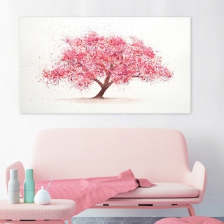 Foto 3 | Cuadro Decorativo Arbol Rosado Acuarela Abstracto En Canvas