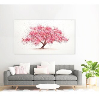 Foto 5 | Cuadro Decorativo Arbol Rosado Acuarela Abstracto En Canvas