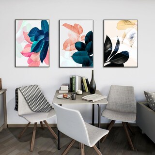Foto 3 | Tríptico Cuadros Plantas En Lienzo Canvas Acuarela Moderno