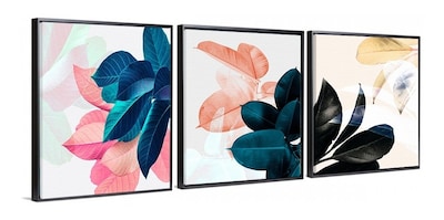 Foto 4 | Tríptico Cuadros Plantas En Lienzo Canvas Acuarela Moderno