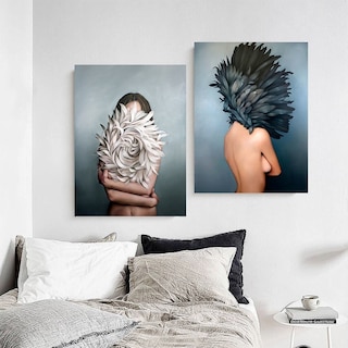 Foto 1 | Cuadros En Lienzo Canvas Set Arte Mujeres Plumas Moderno