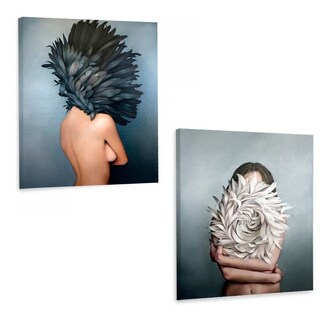 Foto 2 | Cuadros En Lienzo Canvas Set Arte Mujeres Plumas Moderno