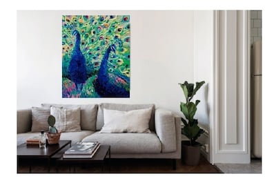 Foto 5 | Cuadro Canvas Pavo Real Impresionista Modernos Contemporáneo