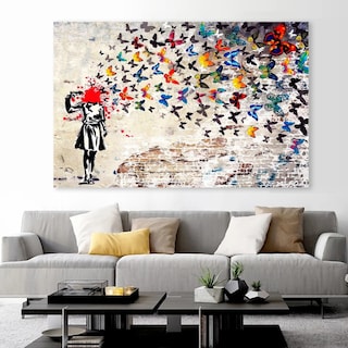 Foto 4 | Cuadro Banksy Mariposas Canvas Premium Headshot Butterfly