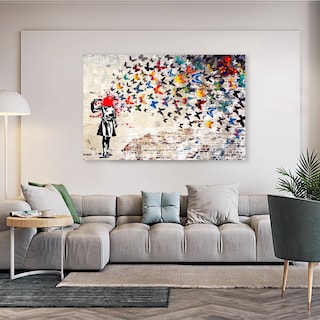 Foto 5 | Cuadro Banksy Mariposas Canvas Premium Headshot Butterfly