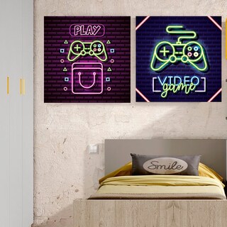Foto 2 | Set De Cuadros Decorativos Gamer Neón
