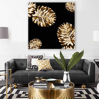Foto 5 | Cuadro Decorativo Hojas Planta Dorada Negra Arte Abstracto