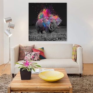 Foto 2 | Cuadro Elefante Colores Moderno En Lienzo Canvas Envío Gratis Tintas Ecológicas No Sintético Opcional Marco
