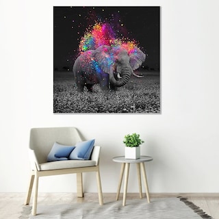 Foto 4 | Cuadro Elefante Colores Moderno En Lienzo Canvas Envío Gratis Tintas Ecológicas No Sintético Opcional Marco
