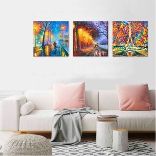Foto 2 | 3 Cuadros Decorativos Pareja Lluvia Modernos Tipo Oleo