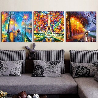 Foto 3 | 3 Cuadros Decorativos Pareja Lluvia Modernos Tipo Oleo