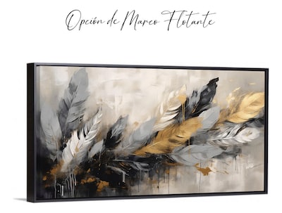 Foto 5 | Cuadro Canvas Plumas Abstracto Dorado Boho Sala Hd 110x70