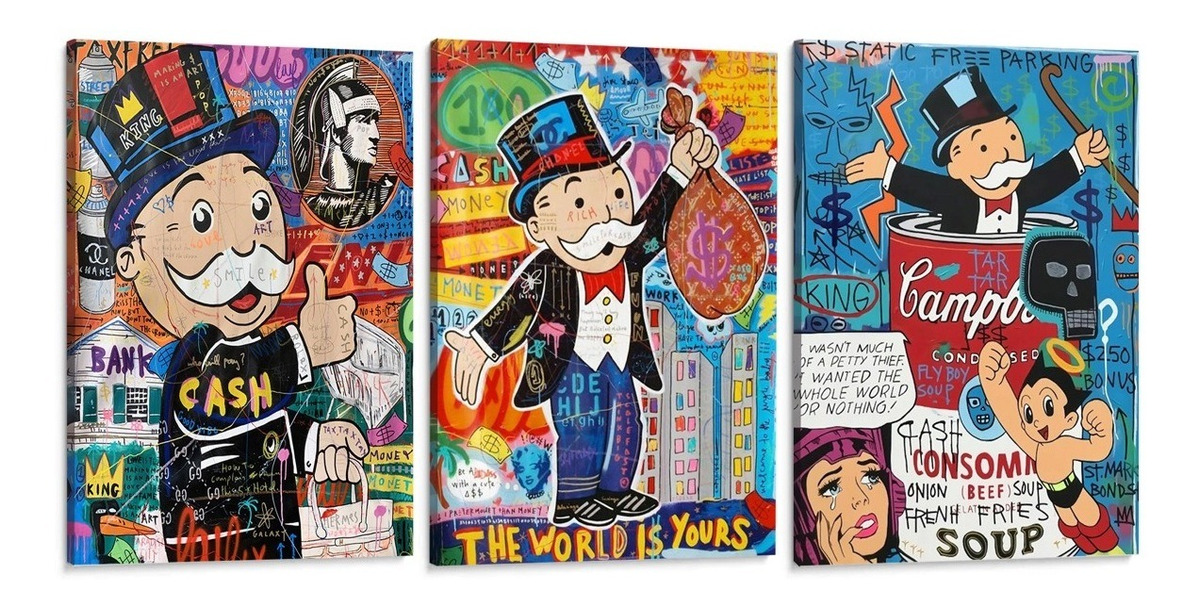 Cuadros Alec Monopoly Money Basquiat Pop Street Art Neon