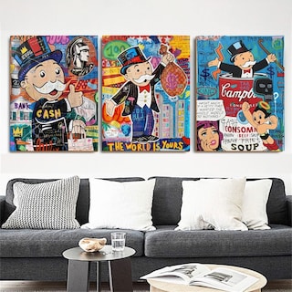 Foto 2 | Cuadros Alec Monopoly Money Basquiat Pop Street Art Neon