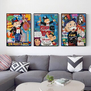 Foto 3 | Cuadros Alec Monopoly Money Basquiat Pop Street Art Neon