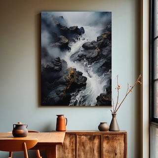 Foto 1 | Cuadro Paisaje Con Río Montañas Moderno Abstracto 100x70 Hd