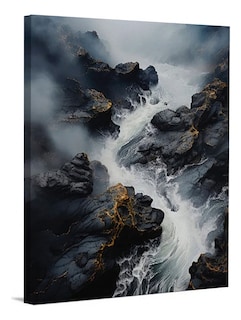 Foto 3 | Cuadro Paisaje Con Río Montañas Moderno Abstracto 100x70 Hd