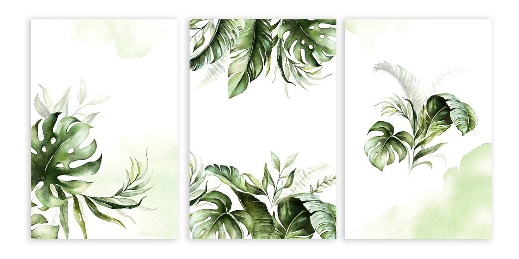 Set Cuadros Decorativos Canvas Plantas Acuarela, Minimalista