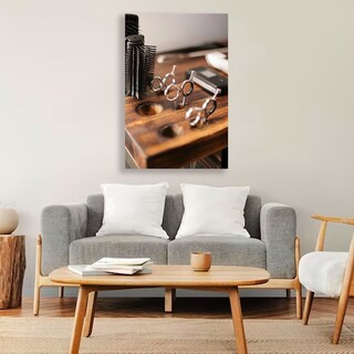 Foto 4 | Cuadro Tijeras Barberia Vintage Canvas Grueso 60x90cm