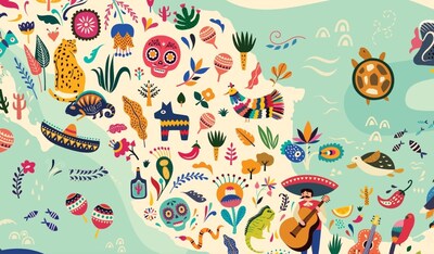 Foto 5 | Cuadro Canvas Arte Mexicano Mapa México Decorativo Grande Color Multicolor Armazón Bastidor De Madera