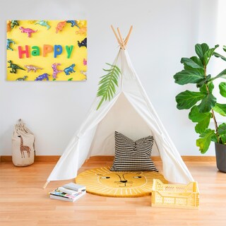 Foto 2 | Cuadro Canvas Para Niños Niñas Happy Kids Y Dinosaurios 1 Pz Color Amarillo Armazón N/a