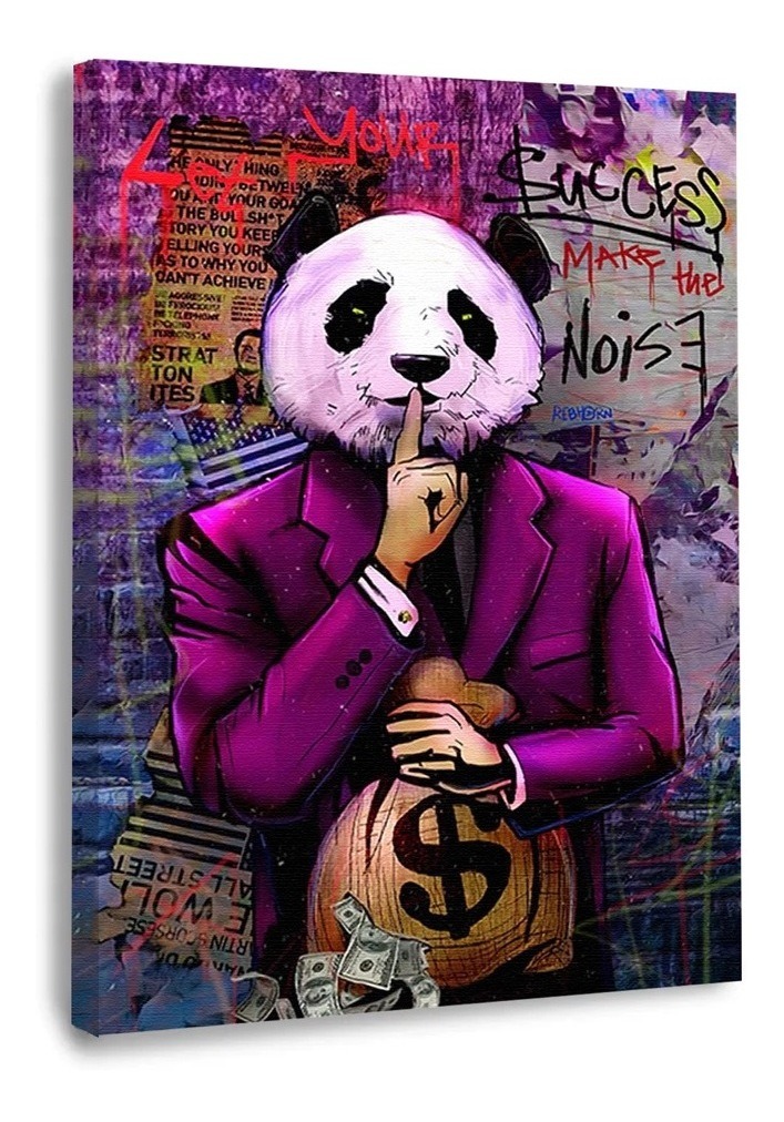 Foto 2 pulgar | Cuadro Panda Mafia Dinero Graffiti Canvas Resistente 90x60