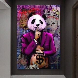 Foto 3 | Cuadro Panda Mafia Dinero Graffiti Canvas Resistente 90x60