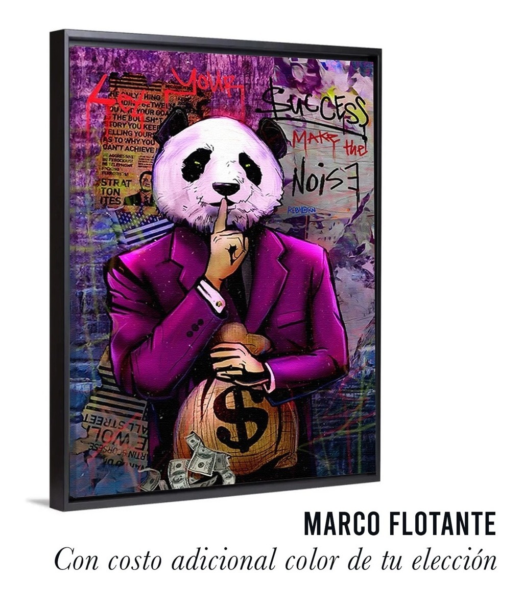 Foto 5 pulgar | Cuadro Panda Mafia Dinero Graffiti Canvas Resistente 90x60