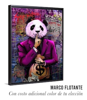 Foto 4 | Cuadro Panda Mafia Dinero Graffiti Canvas Resistente 90x60