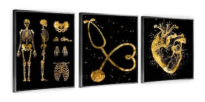 Foto 5 | Set Cuadros Decorativos Consultorio Medico Moderno Dorado