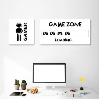 Foto 1 | Decoracion Gamer Set Cuadros Loading Blanco Y Negro