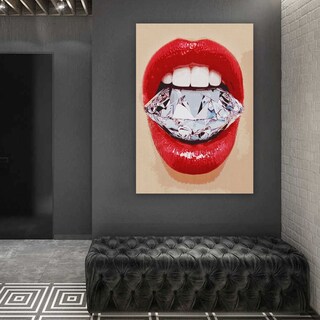 Foto 2 | Cuadro Arte Moderno Canvas Labios Con Diamante Alta Calidad Color Multicolor Armazón Bastidor