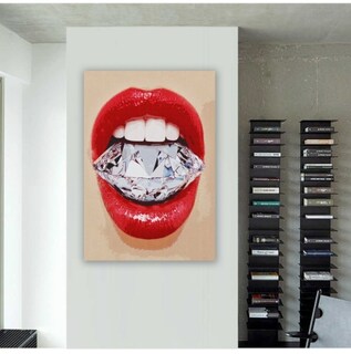 Foto 4 | Cuadro Arte Moderno Canvas Labios Con Diamante Alta Calidad Color Multicolor Armazón Bastidor