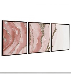 Foto 3 | Tríptico Cuadros Canvas Abstracto Rosa Moderno Estilo Galeri Color Multicolor Armazón Bastidor