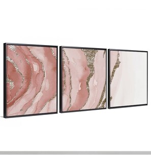 Foto 4 | Tríptico Cuadros Canvas Abstracto Rosa Moderno Estilo Galeri Color Multicolor Armazón Bastidor